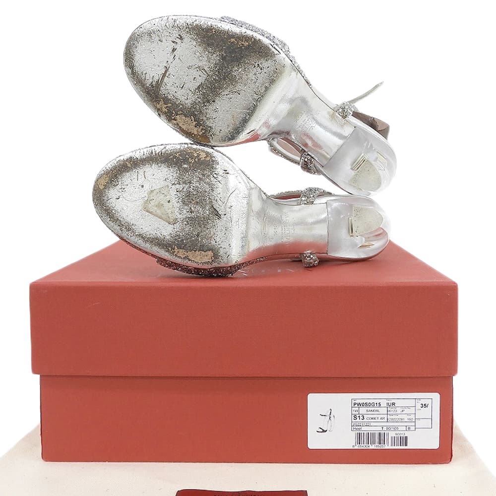 Valentino Garavani ヴァレンティノガラヴァーニ グリッター 90mm ヒール サンダル レディース シルバー 35 1/2 PW0S0G15 シューズ