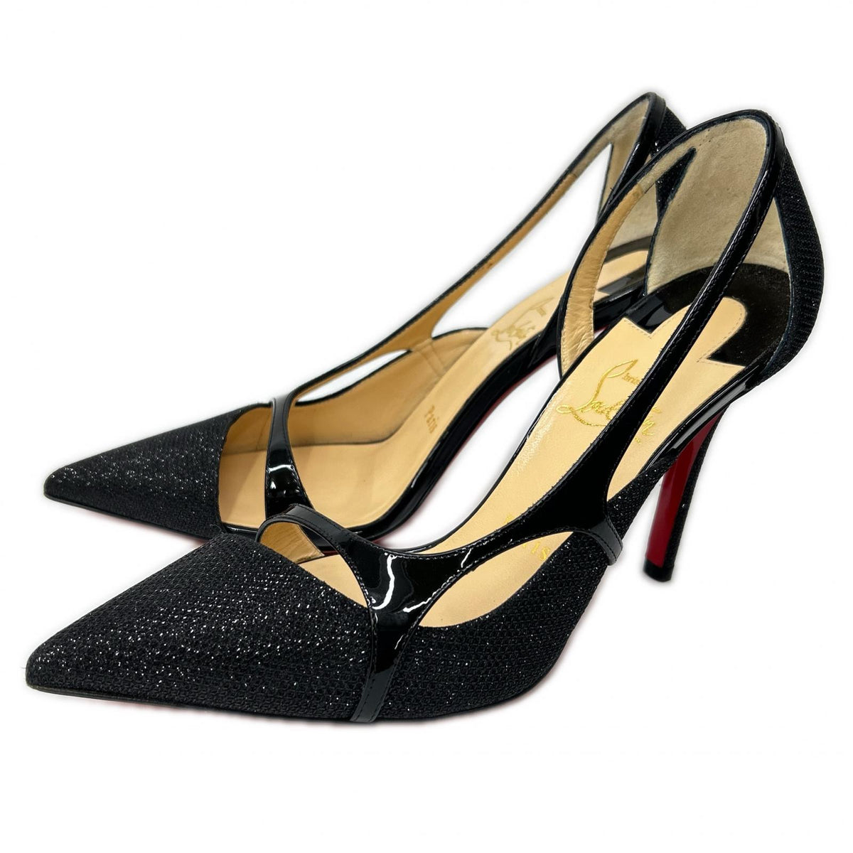 CHRISTIAN LOUBOUTIN [Like new] 1160333 EDITH 100 glitter patent leather pumps shoes