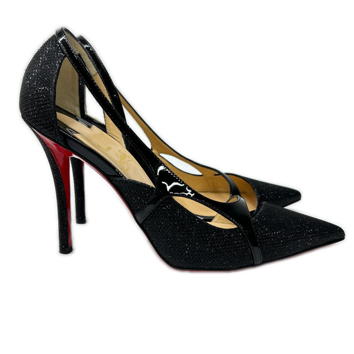 CHRISTIAN LOUBOUTIN [Like new] 1160333 EDITH 100 glitter patent leather pumps shoes
