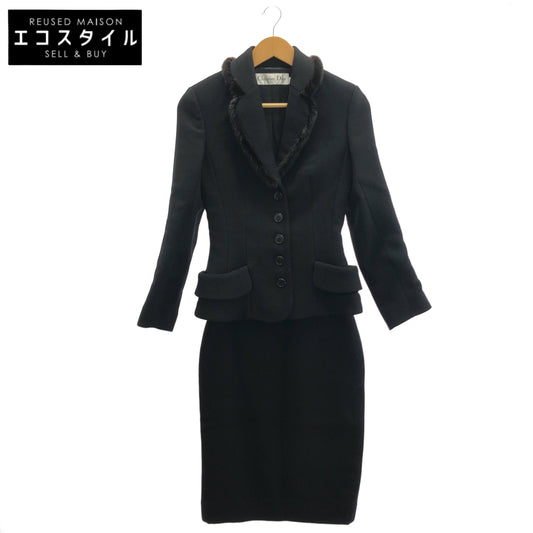 Christian Dior クリスチャンディオール 09AW 9H21221G1110 ブラック ウール ミンクファー スカートスーツ ガリアーノ期 スーツ セットアップ