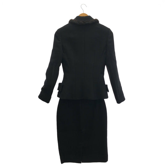 Christian Dior クリスチャンディオール 09AW 9H21221G1110 ブラック ウール ミンクファー スカートスーツ ガリアーノ期 スーツ セットアップ