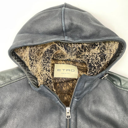 ETRO エトロ 172-1L503-9878 ブラック ラムレザー 裏地ベア ジャケット ジャケット