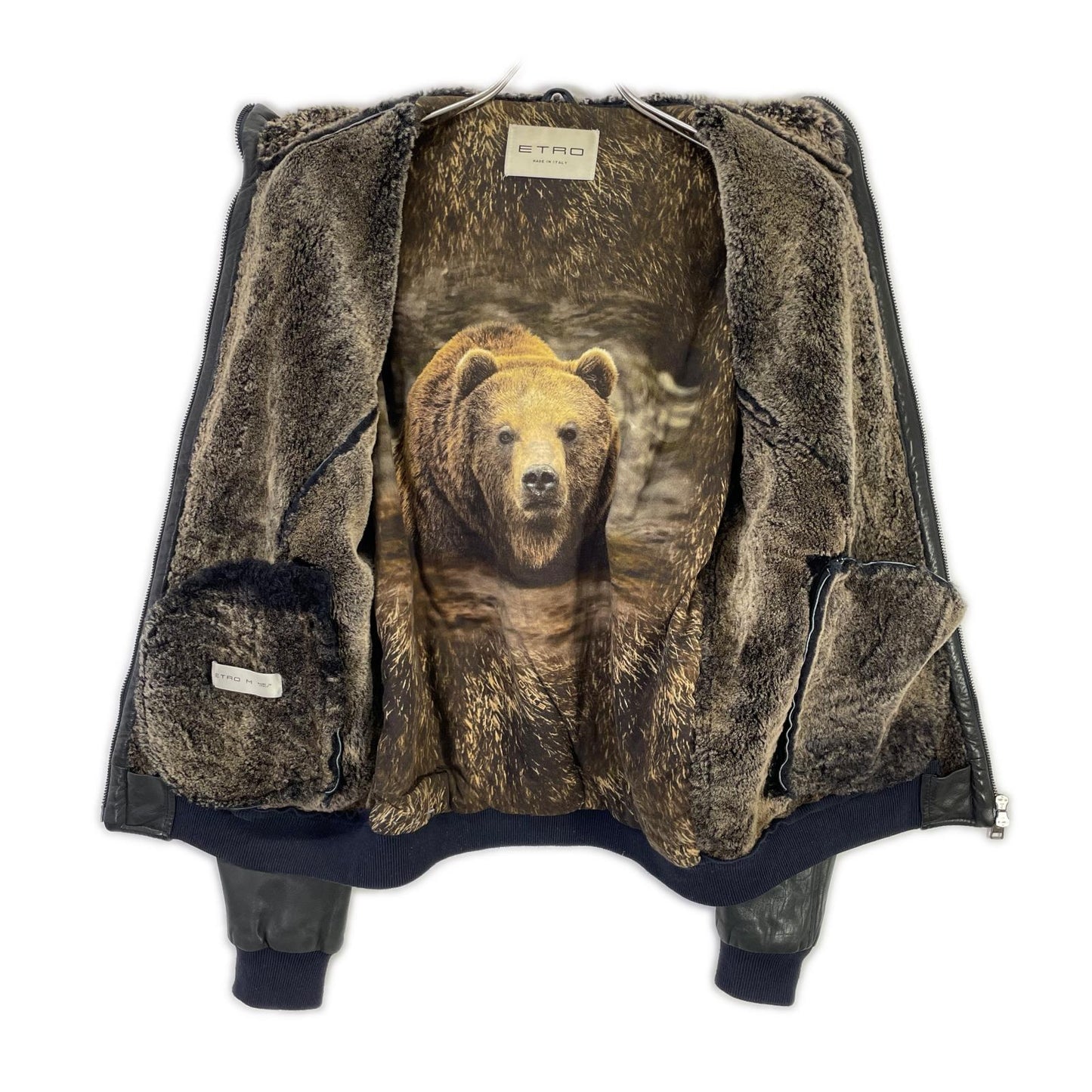 ETRO エトロ 172-1L503-9878 ブラック ラムレザー 裏地ベア ジャケット ジャケット