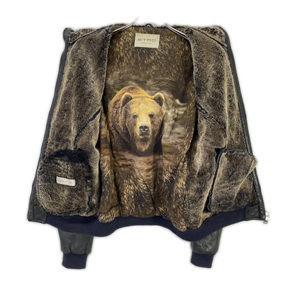 ETRO エトロ 172-1L503-9878 ブラック ラムレザー 裏地ベア ジャケット ジャケット