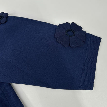 VALENTINO ヴァレンティノ RB3KAA01XLW ネイビー レーヨン フラワー刺繍 カーディガン トップス