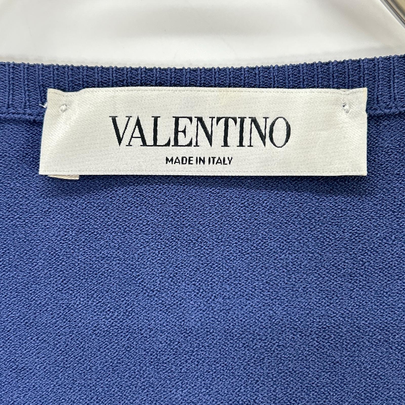 VALENTINO RB3KAA01XLW navy rayon floral-embroidered cardigan tops