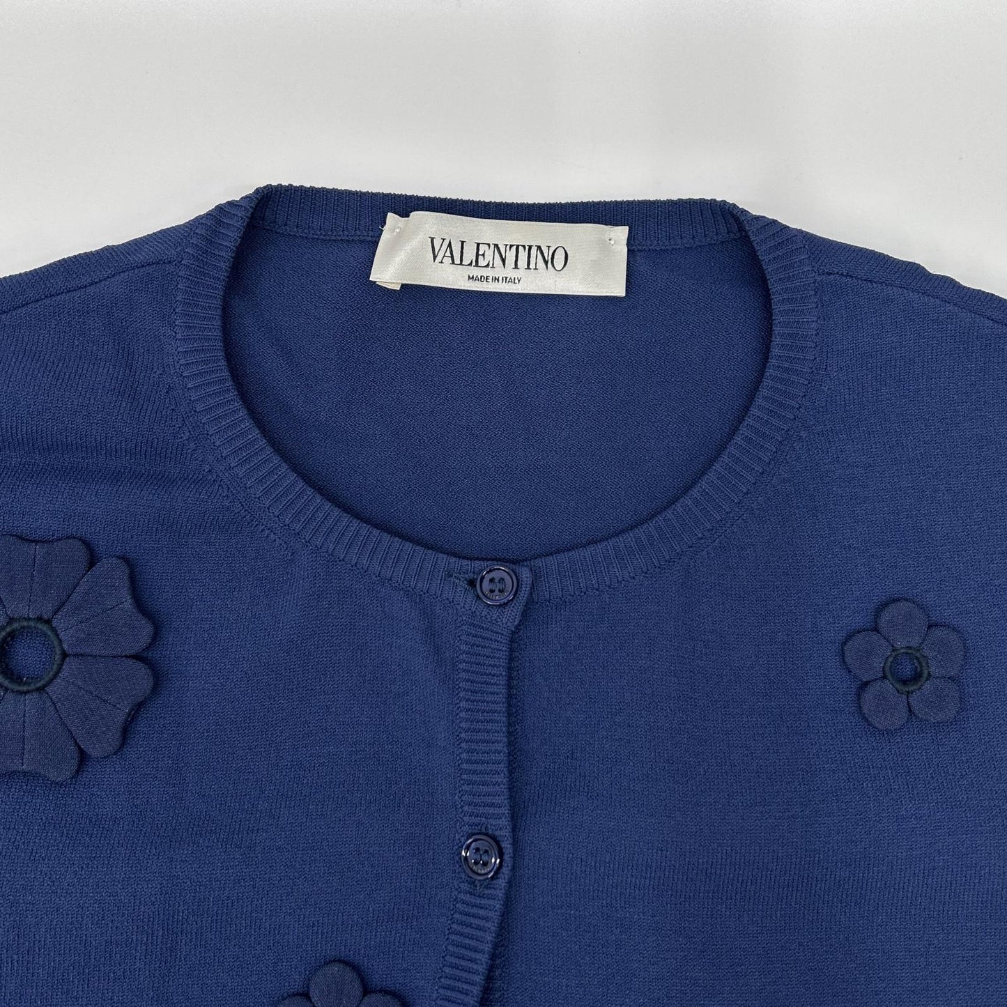 VALENTINO ヴァレンティノ RB3KAA01XLW ネイビー レーヨン フラワー刺繍 カーディガン トップス
