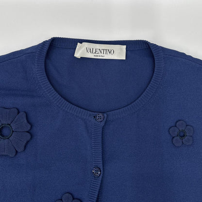 VALENTINO ヴァレンティノ RB3KAA01XLW ネイビー レーヨン フラワー刺繍 カーディガン トップス