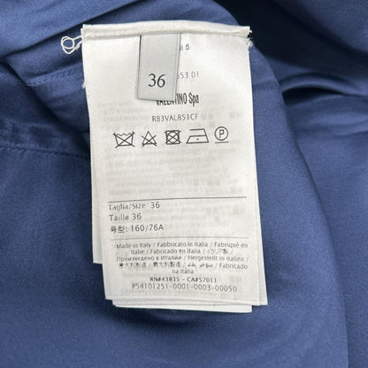 VALENTINO ヴァレンティノ RB3VAL851CF ネイビー ウールシルク混 フラワー装飾ノースリーブワンピース ワンピース