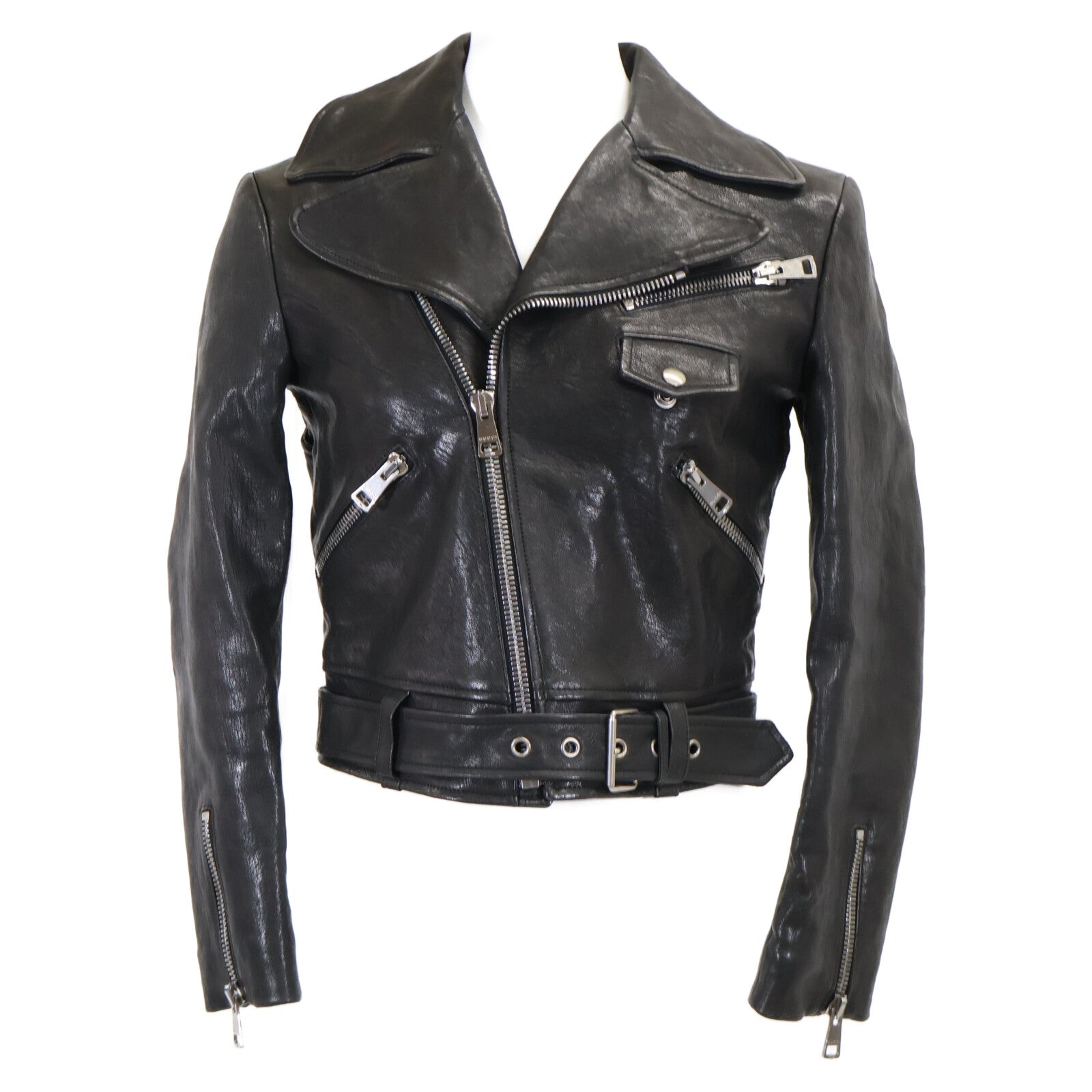 GUCCI グッチ 【国内正規】490551 Insect Biker Jacket ラムレザー ダブルライダースジャケット ジャケット
