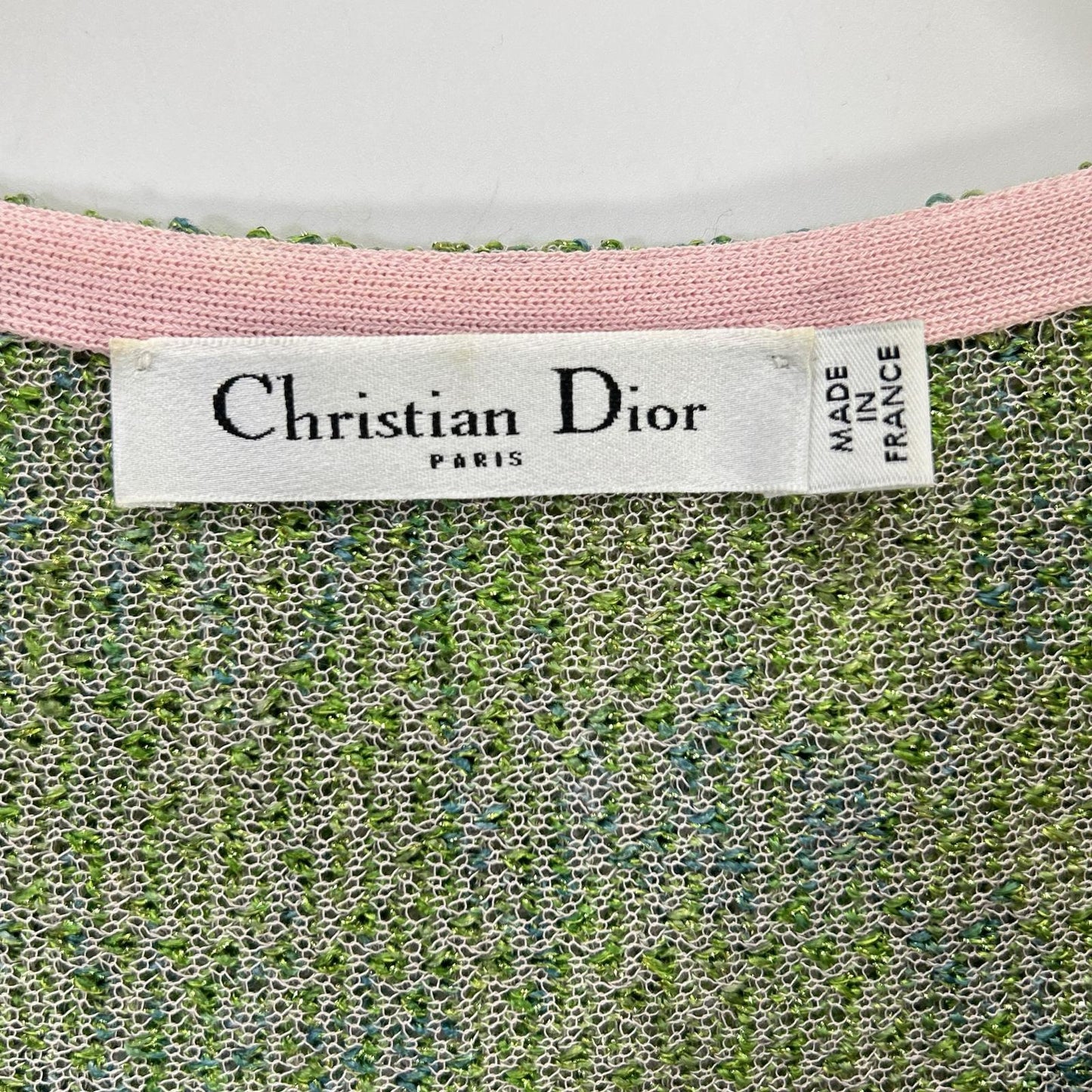 Christian Dior クリスチャンディオール 3E24606AM555 グリーン×ピンク コットン ラメニット ワンピース ワンピース
