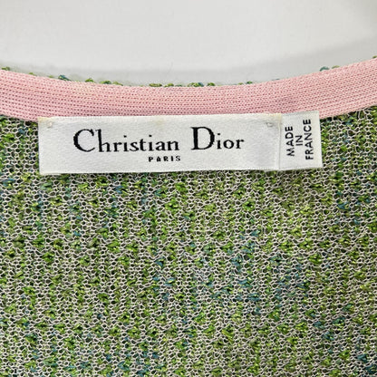 Christian Dior クリスチャンディオール 3E24606AM555 グリーン×ピンク コットン ラメニット ワンピース ワンピース