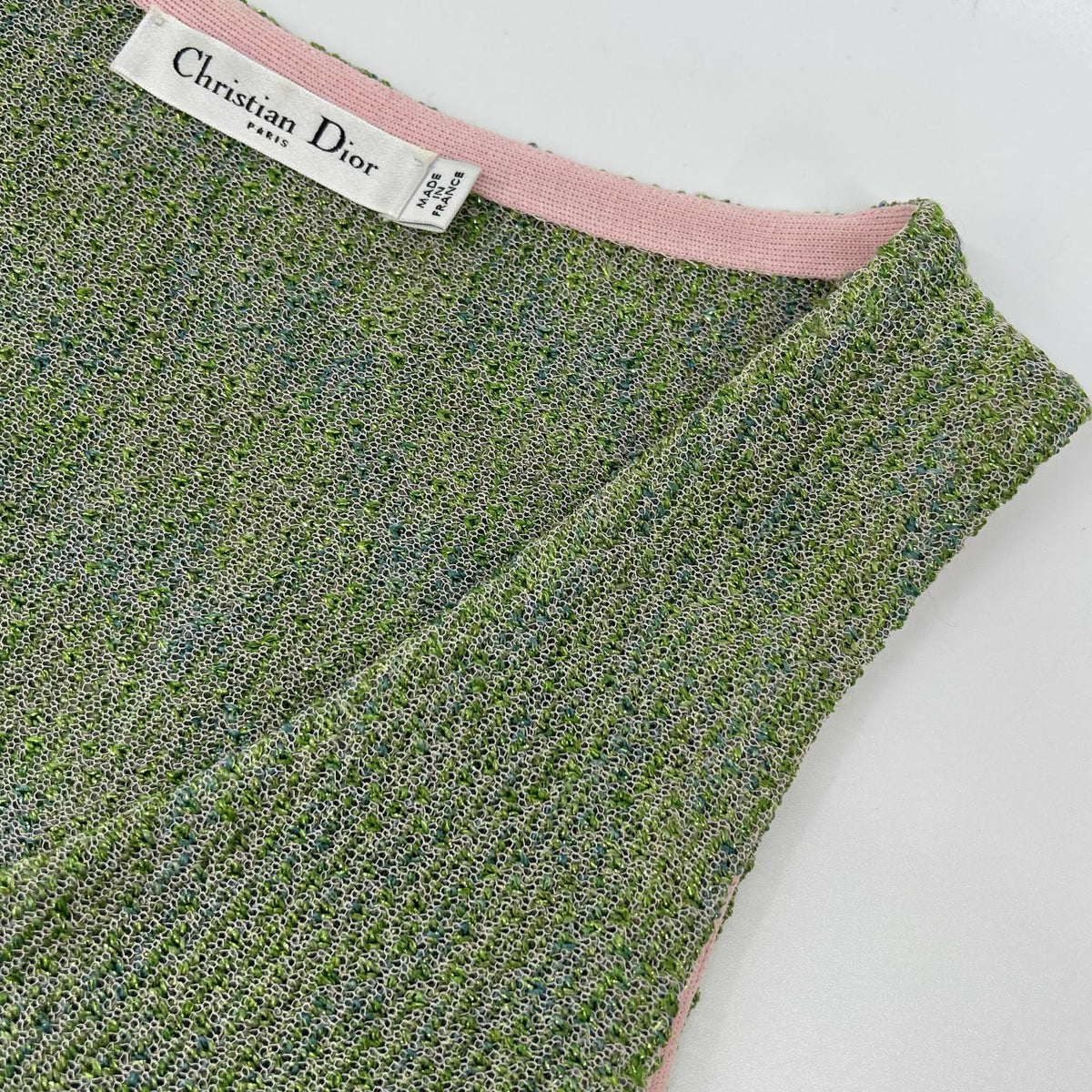 Christian Dior クリスチャンディオール 3E24606AM555 グリーン×ピンク コットン ラメニット ワンピース ワンピース