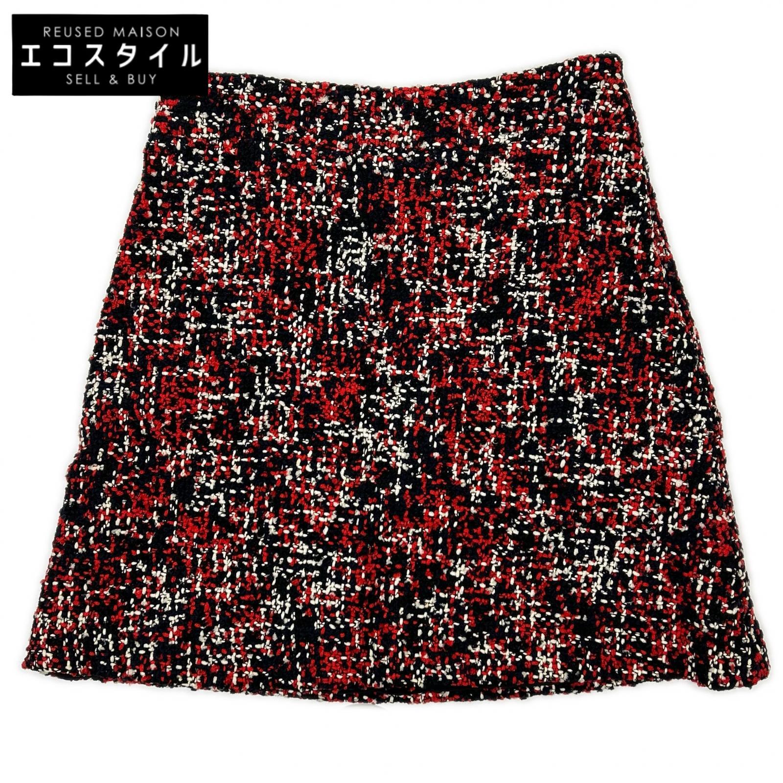 Christian Dior クリスチャンディオール 6A21321A1139 レッド×ブラック ウール ツイード スカート スカート