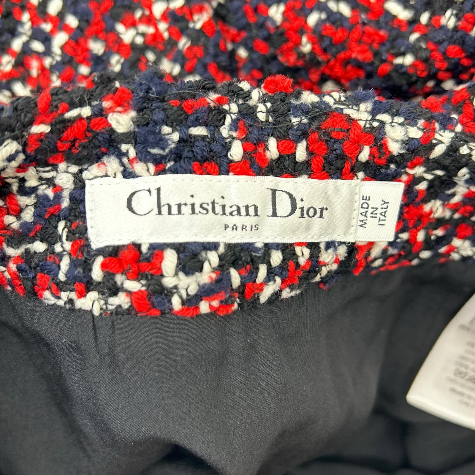 Christian Dior クリスチャンディオール 6A21321A1139 レッド×ブラック ウール ツイード スカート スカート