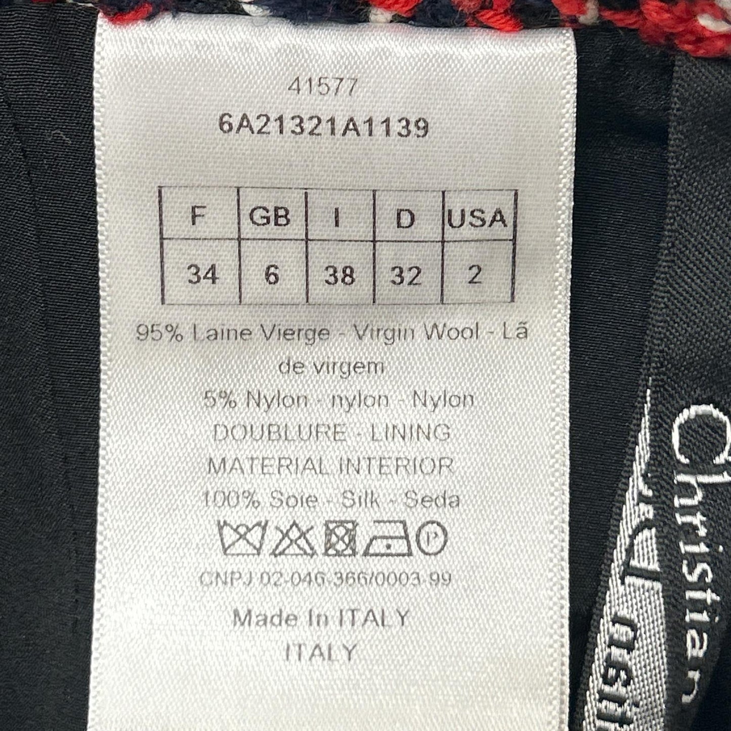 Christian Dior クリスチャンディオール 6A21321A1139 レッド×ブラック ウール ツイード スカート スカート