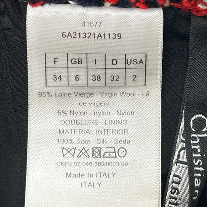 Christian Dior クリスチャンディオール 6A21321A1139 レッド×ブラック ウール ツイード スカート スカート