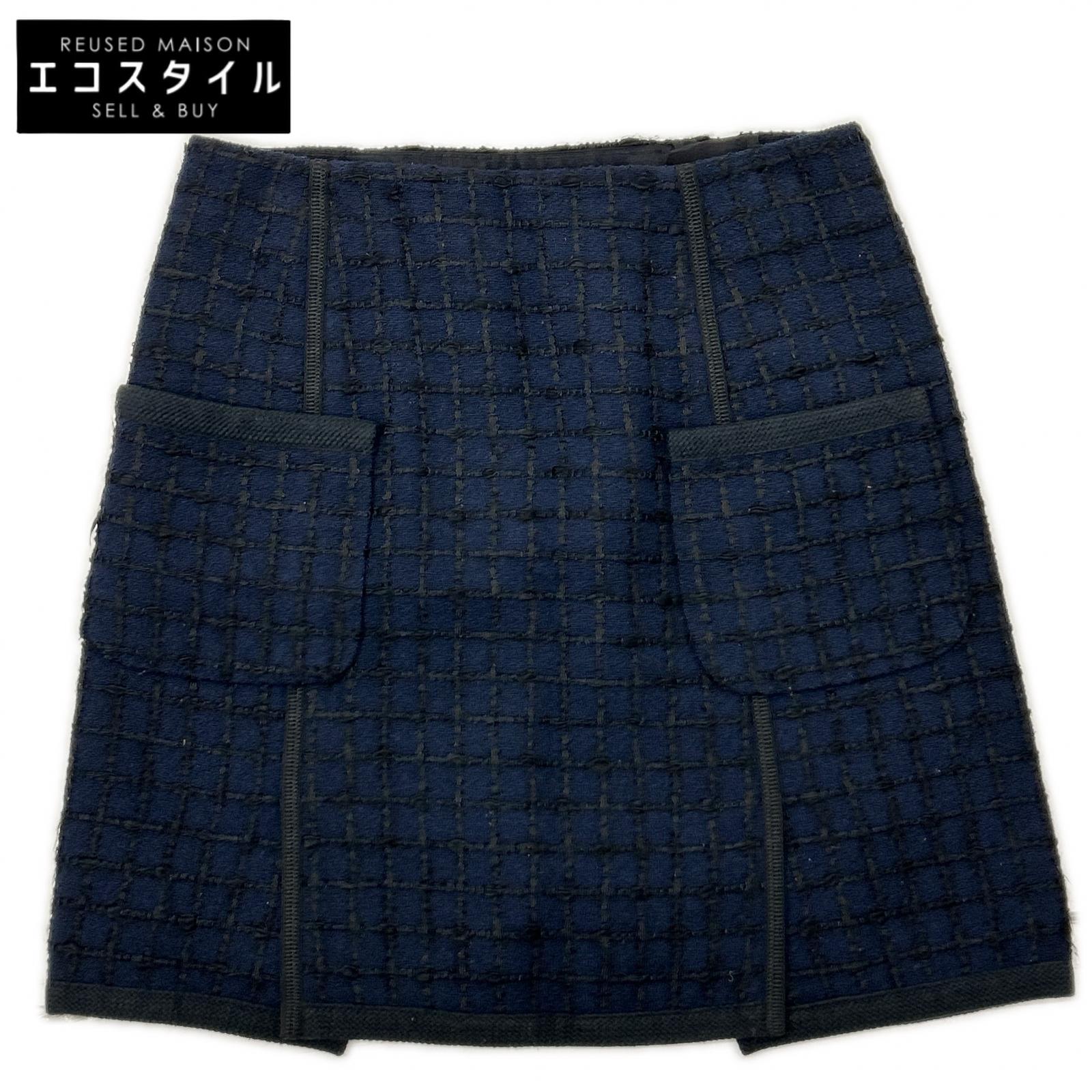 LOUIS VUITTON ルイヴィトン RW121A F13K07PJW ネイビー コットン ツイード スカート スカート