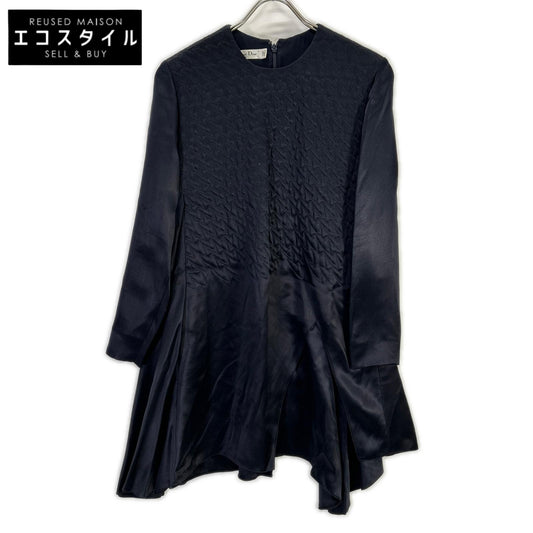 Christian Dior クリスチャンディオール 4H21672QA630 ネイビー シルク サテンドレス ワンピース