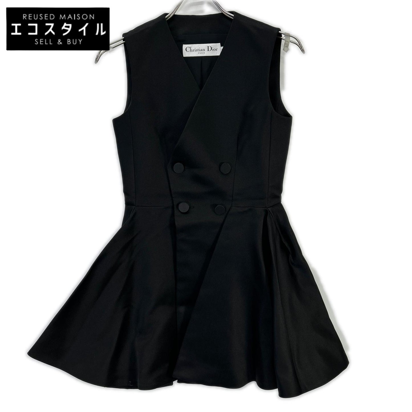 Christian Dior クリスチャンディオール 6C21123A1612 ブラック ダブルボタン ノースリーブ ワンピース ワンピース
