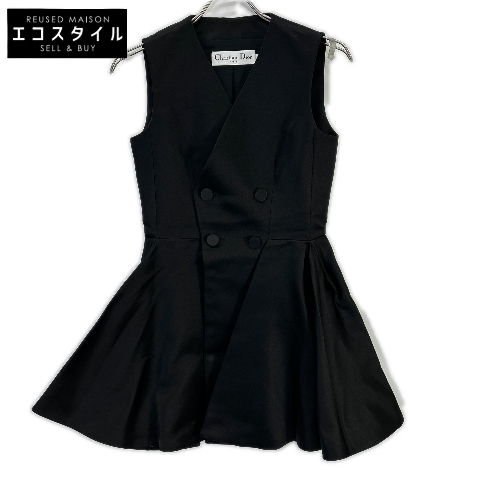 Christian Dior クリスチャンディオール 6C21123A1612 ブラック ダブルボタン ノースリーブ ワンピース ワンピース