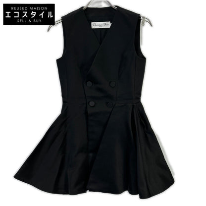 Christian Dior クリスチャンディオール 6C21123A1612 ブラック ダブルボタン ノースリーブ ワンピース ワンピース