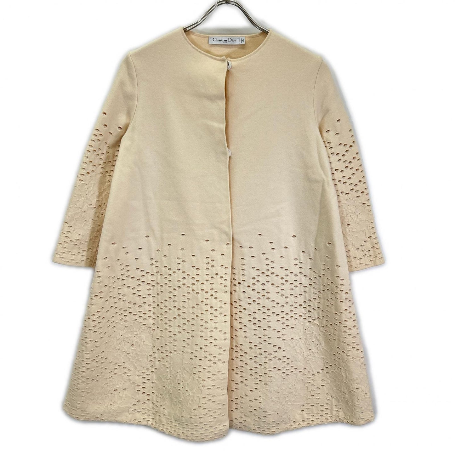 Christian Dior クリスチャンディオール 6A24862AM557 ベージュ ウール フラワー ニット コート コート