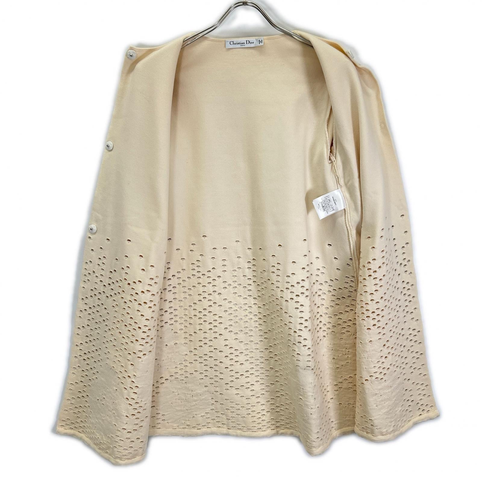 Christian Dior クリスチャンディオール 6A24862AM557 ベージュ ウール フラワー ニット コート コート