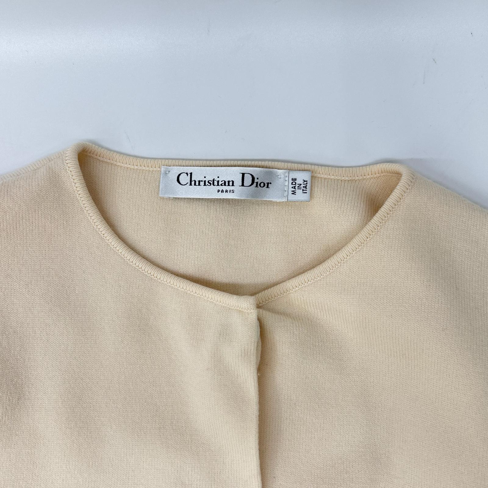 Christian Dior クリスチャンディオール 6A24862AM557 ベージュ ウール フラワー ニット コート コート