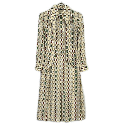 GUCCI グッチ 477109 ZJX14 アイボリー ウェブキスプリント 総柄 ボウタイ ワンピースドレス ワンピース