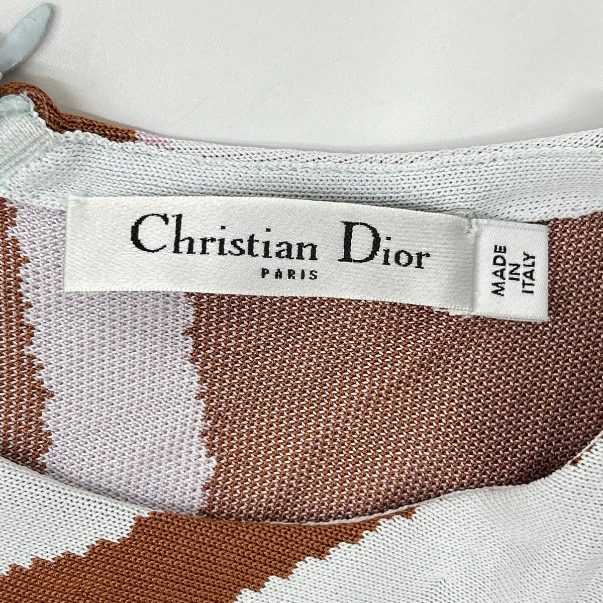 Christian Dior クリスチャンディオール 5H24624AM593 ブラウン×ピンク レーヨン ウェーブ柄 ノースリーブワンピース ワンピース