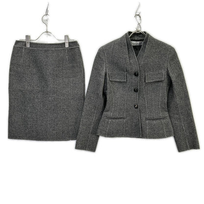 Christian Dior クリスチャンディオール 7A12022170 グレー ノーカラージャケット スカート セットアップ スーツ セットアップ