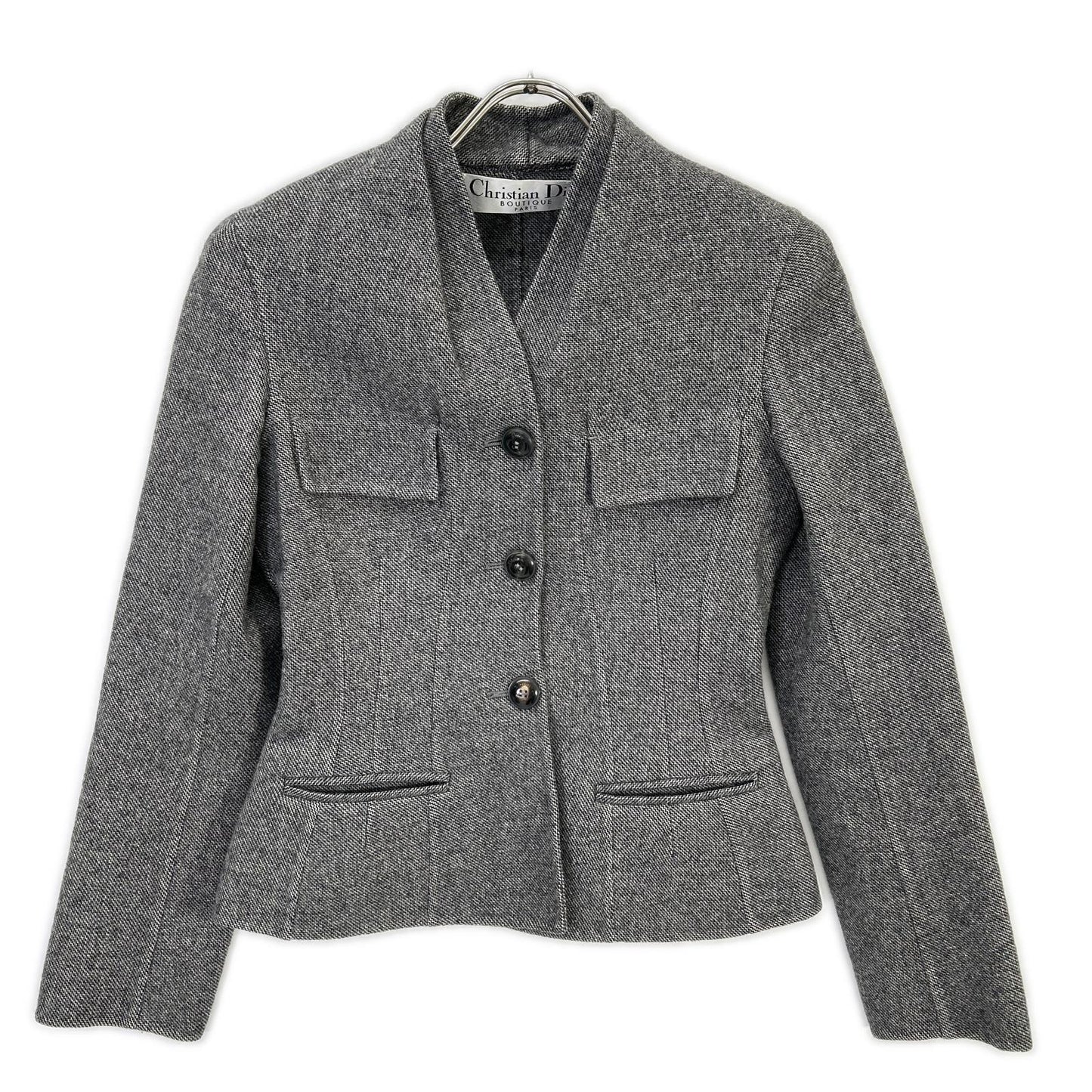 Christian Dior クリスチャンディオール 7A12022170 グレー ノーカラージャケット スカート セットアップ スーツ セットアップ