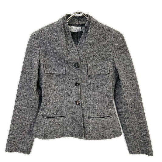 Christian Dior クリスチャンディオール 7A12022170 グレー ノーカラージャケット スカート セットアップ スーツ セットアップ