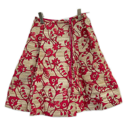 VALENTINO ヴァレンティノ ピンク シルク混 フラワー総繍 ラップスカート スカート