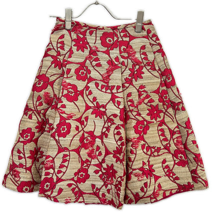 VALENTINO ヴァレンティノ ピンク シルク混 フラワー総繍 ラップスカート スカート