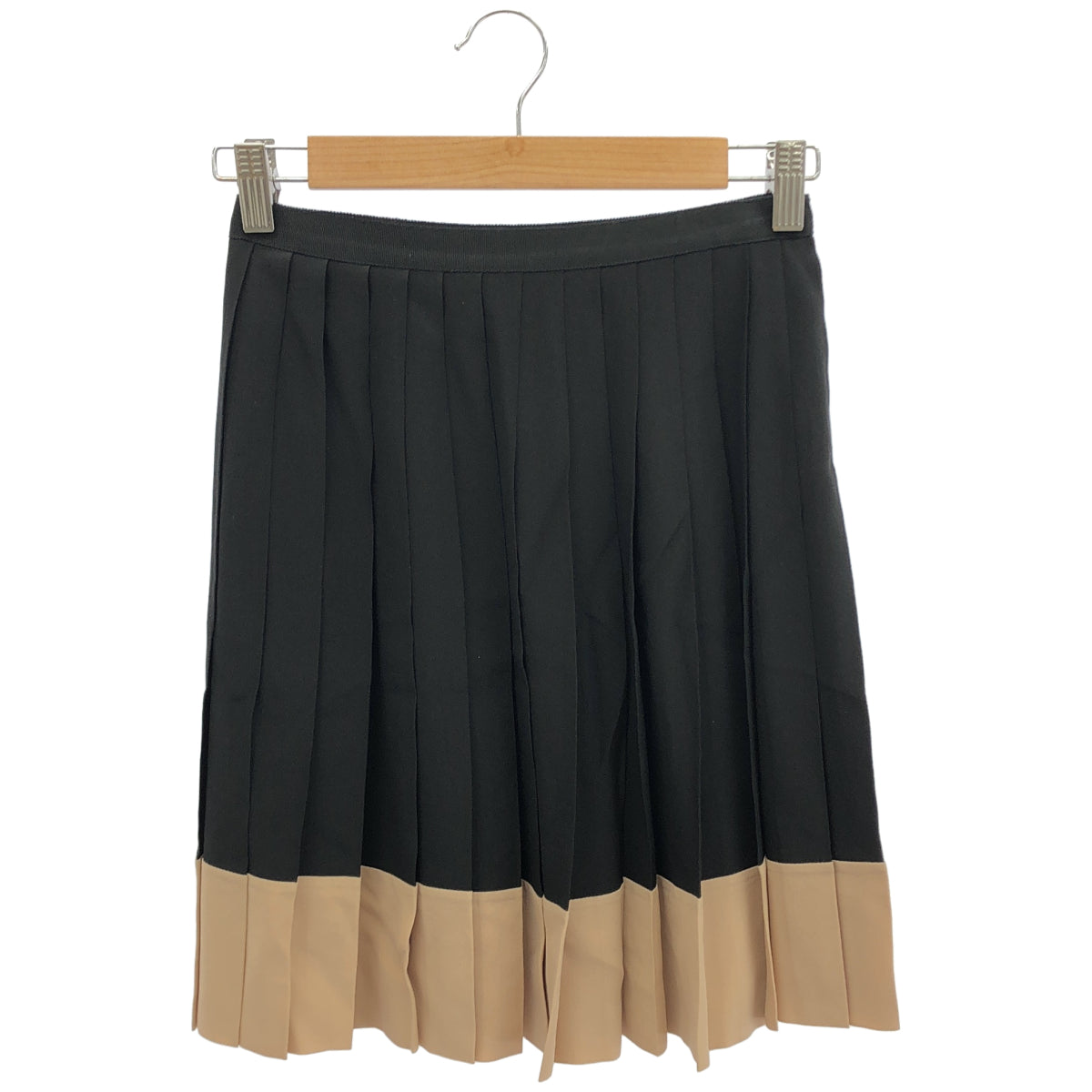 Christian Dior 2C21318D1636 Black Bicolor Silk Pleated Skirt Bottoms
