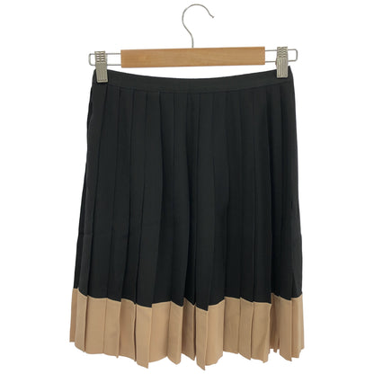 Christian Dior 2C21318D1636 Black Bicolor Silk Pleated Skirt Bottoms