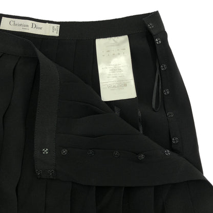 Christian Dior 2C21318D1636 Black Bicolor Silk Pleated Skirt Bottoms