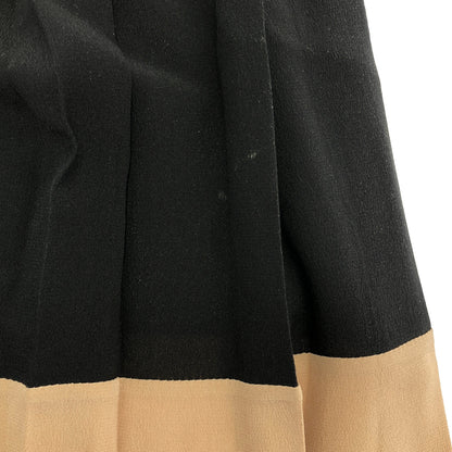 Christian Dior 2C21318D1636 Black Bicolor Silk Pleated Skirt Bottoms