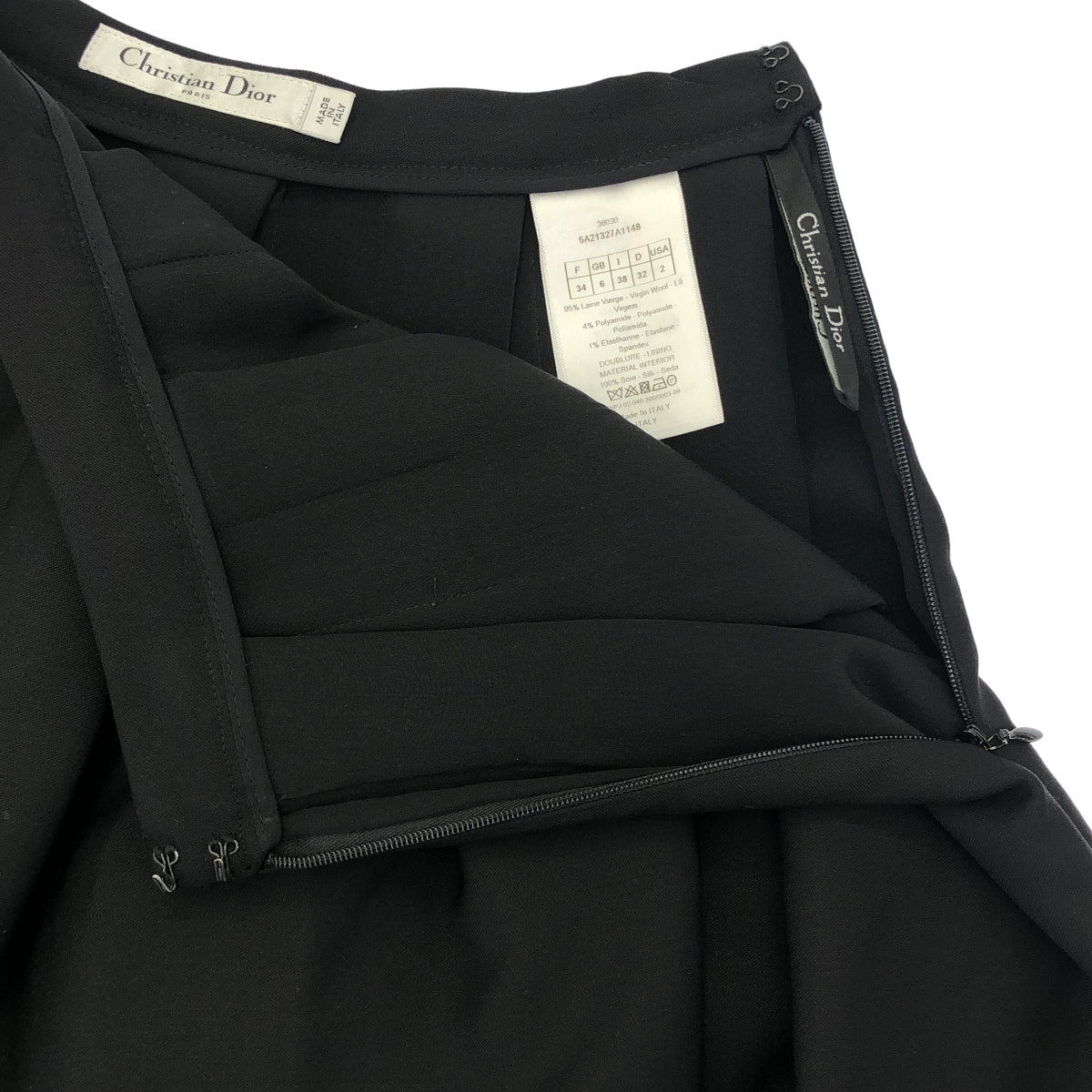 Christian Dior クリスチャンディオール 5A21327A1148 ネイビー ウール フレア ミニスカート ボトムス