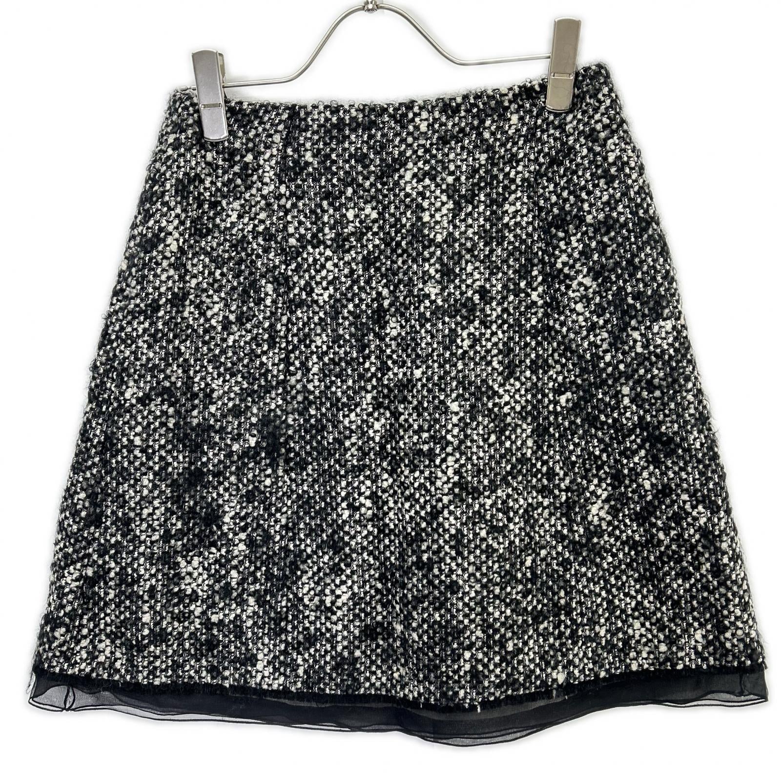 Christian Dior クリスチャンディオール 4A21348F1152 ブラック ウールモヘヤ ツイードスカート スカート