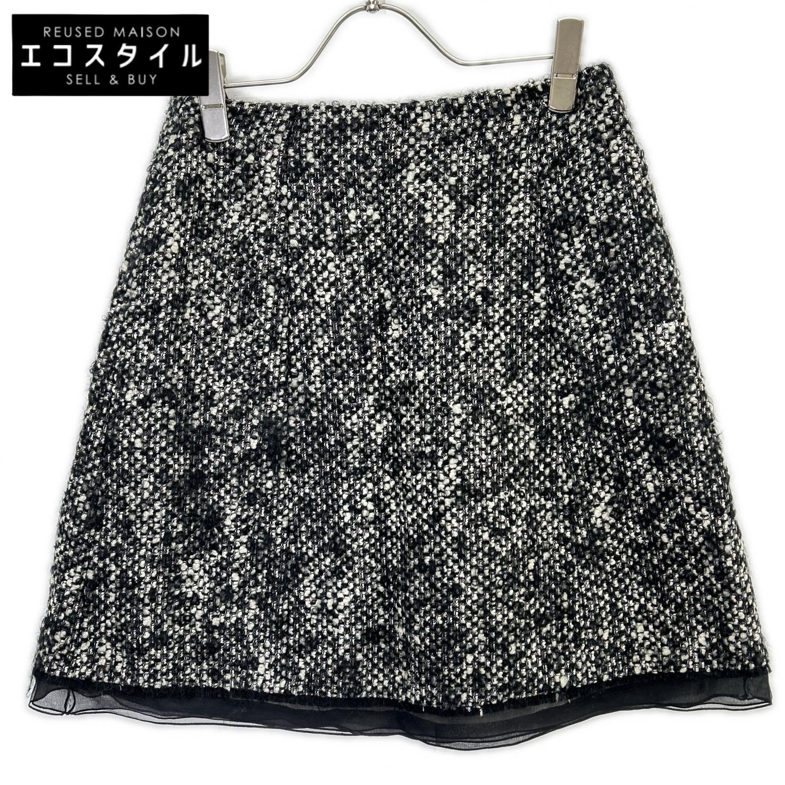 Christian Dior クリスチャンディオール 4A21348F1152 ブラック ウールモヘヤ ツイードスカート スカート