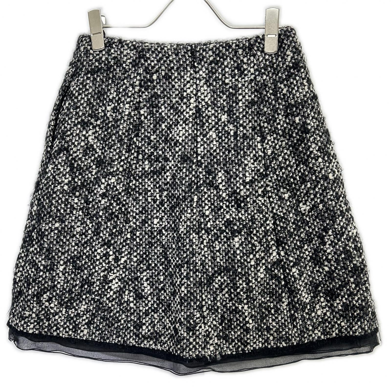 Christian Dior クリスチャンディオール 4A21348F1152 ブラック ウールモヘヤ ツイードスカート スカート