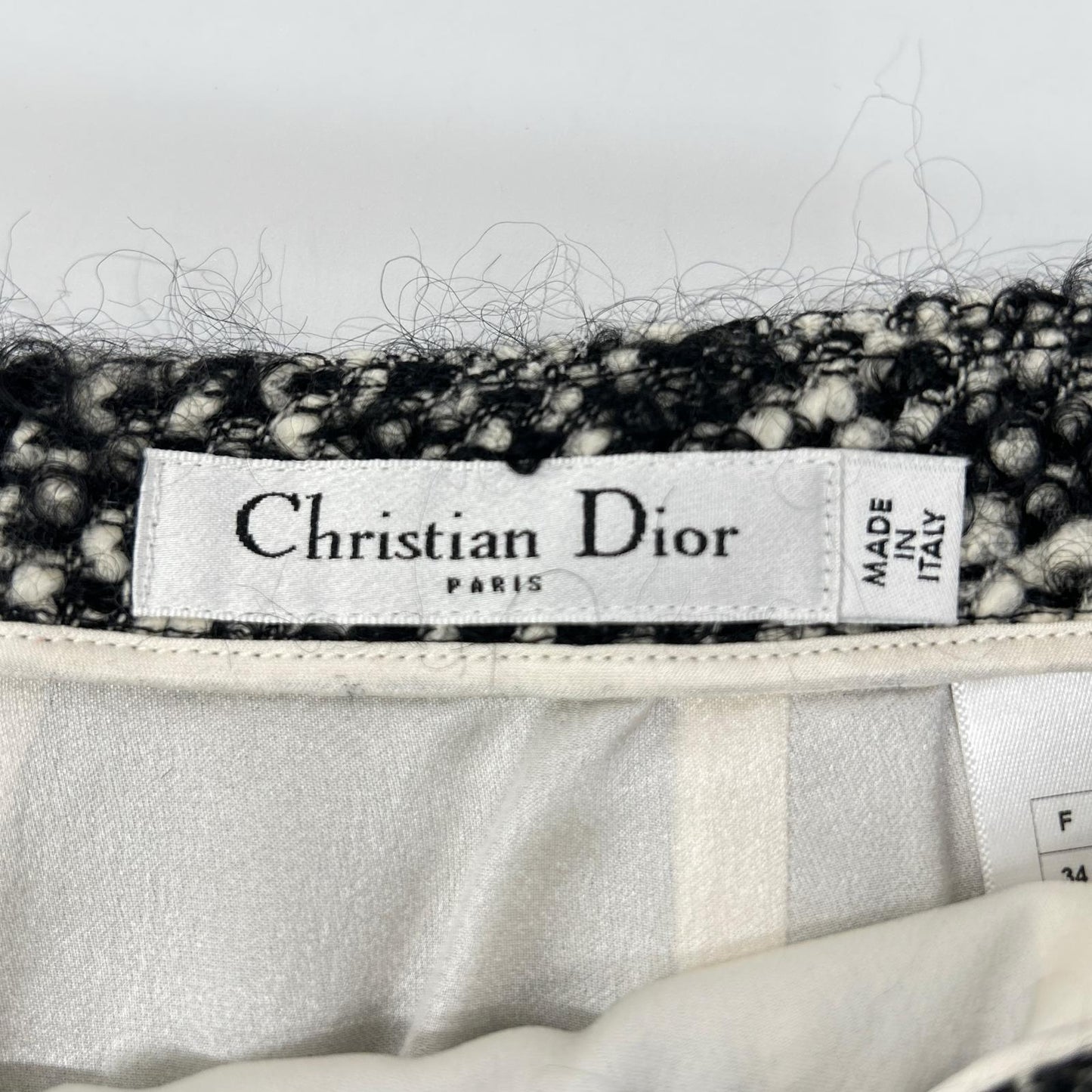 Christian Dior クリスチャンディオール 4A21348F1152 ブラック ウールモヘヤ ツイードスカート スカート