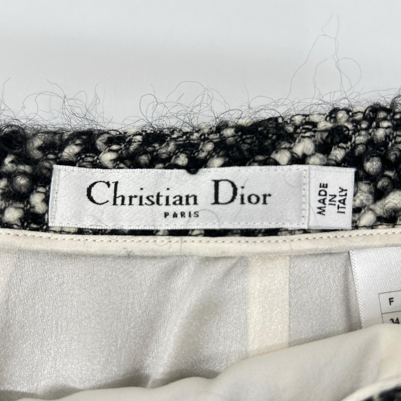Christian Dior クリスチャンディオール 4A21348F1152 ブラック ウールモヘヤ ツイードスカート スカート