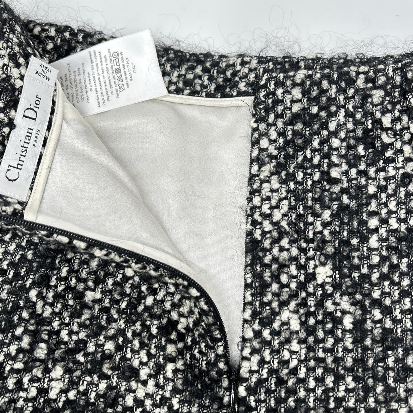 Christian Dior クリスチャンディオール 4A21348F1152 ブラック ウールモヘヤ ツイードスカート スカート