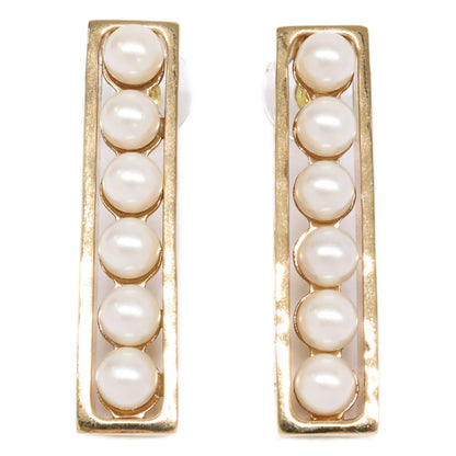 CHANEL シャネル 美品 B23 K 6Pパール ロゴプレート ピアス