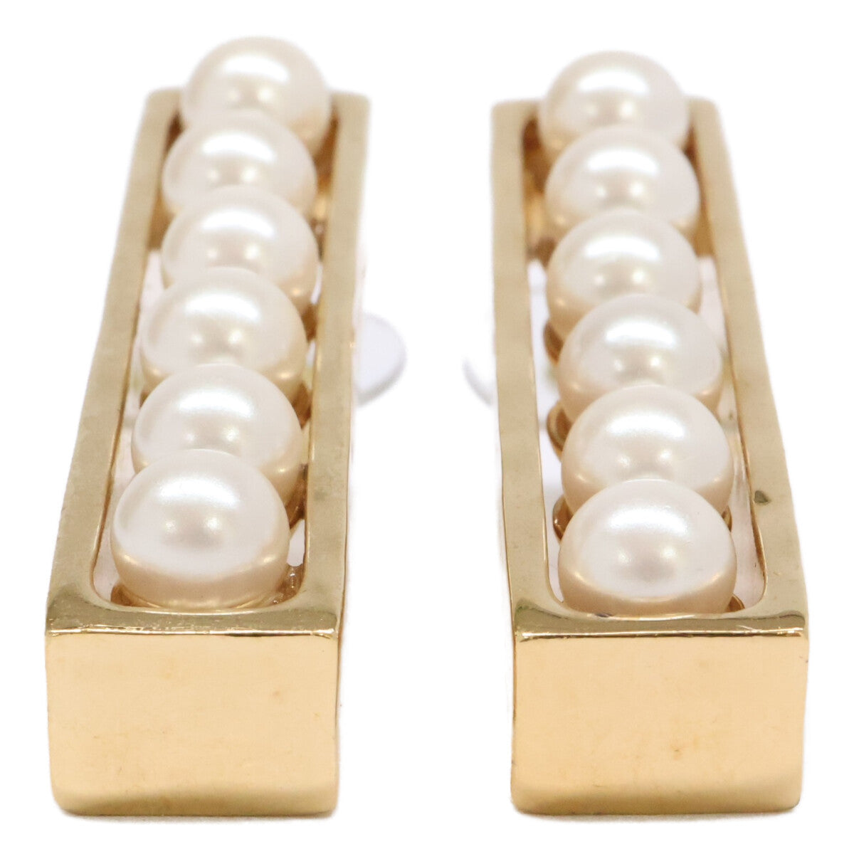 CHANEL シャネル 美品 B23 K 6Pパール ロゴプレート ピアス