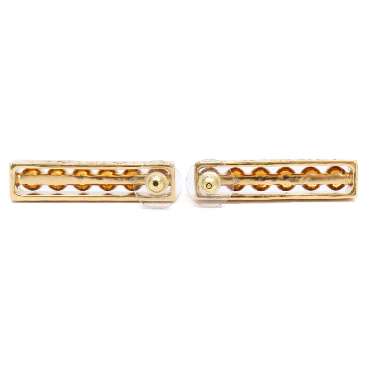 CHANEL シャネル 美品 B23 K 6Pパール ロゴプレート ピアス